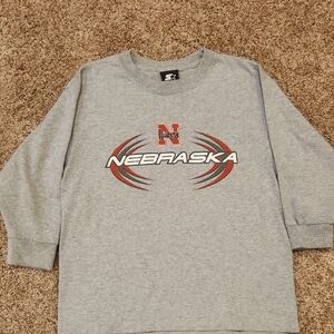 Boy's Starter Gray Nebraska Huskers Long Sleeve Tee, Size S